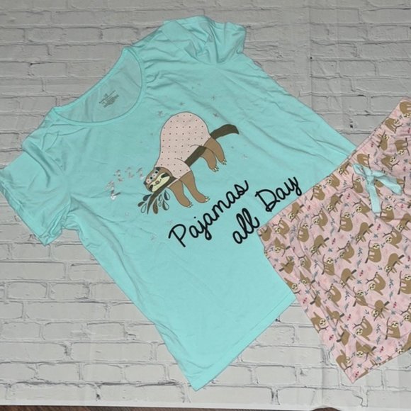 Bobbie Brooks Sloth Pajama Short Set, Size 1X - Picture 2 of 10